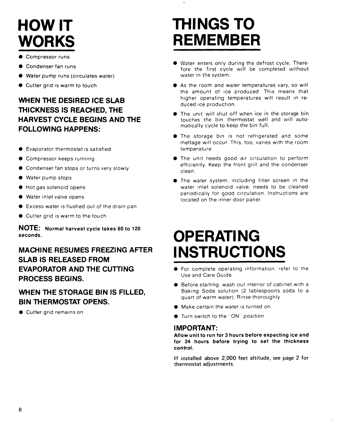 Whirlpool 50 manual How It Works, Things To Remember, Operating Instructions 
