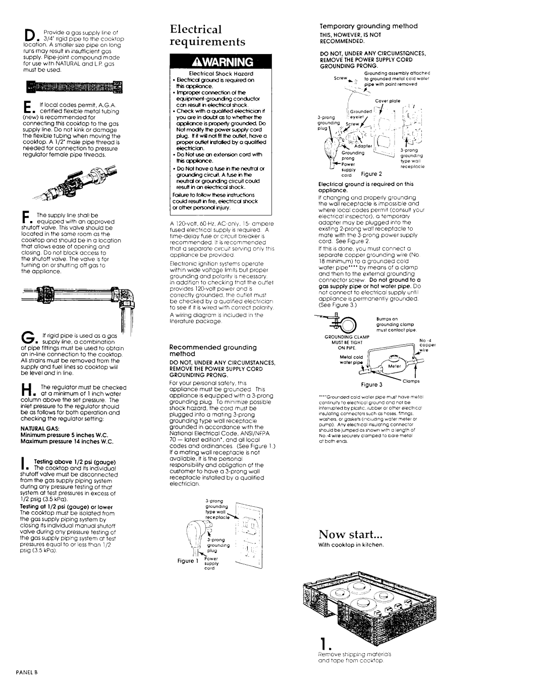 Whirlpool 56001190016/816519 Now start, Temporary grounding method, Tesiing above l/2 psi gauge, ~k,~dmended grounding 