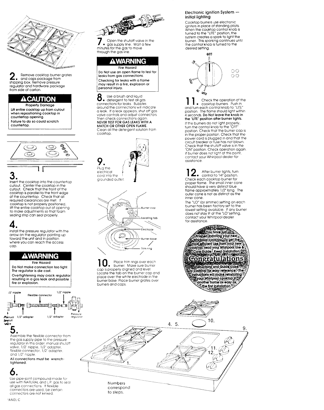 Whirlpool 56001190016/816519 Never Test for GAS Leaks with a Match or Other Open Flame, Iite’, ‘Anel C 