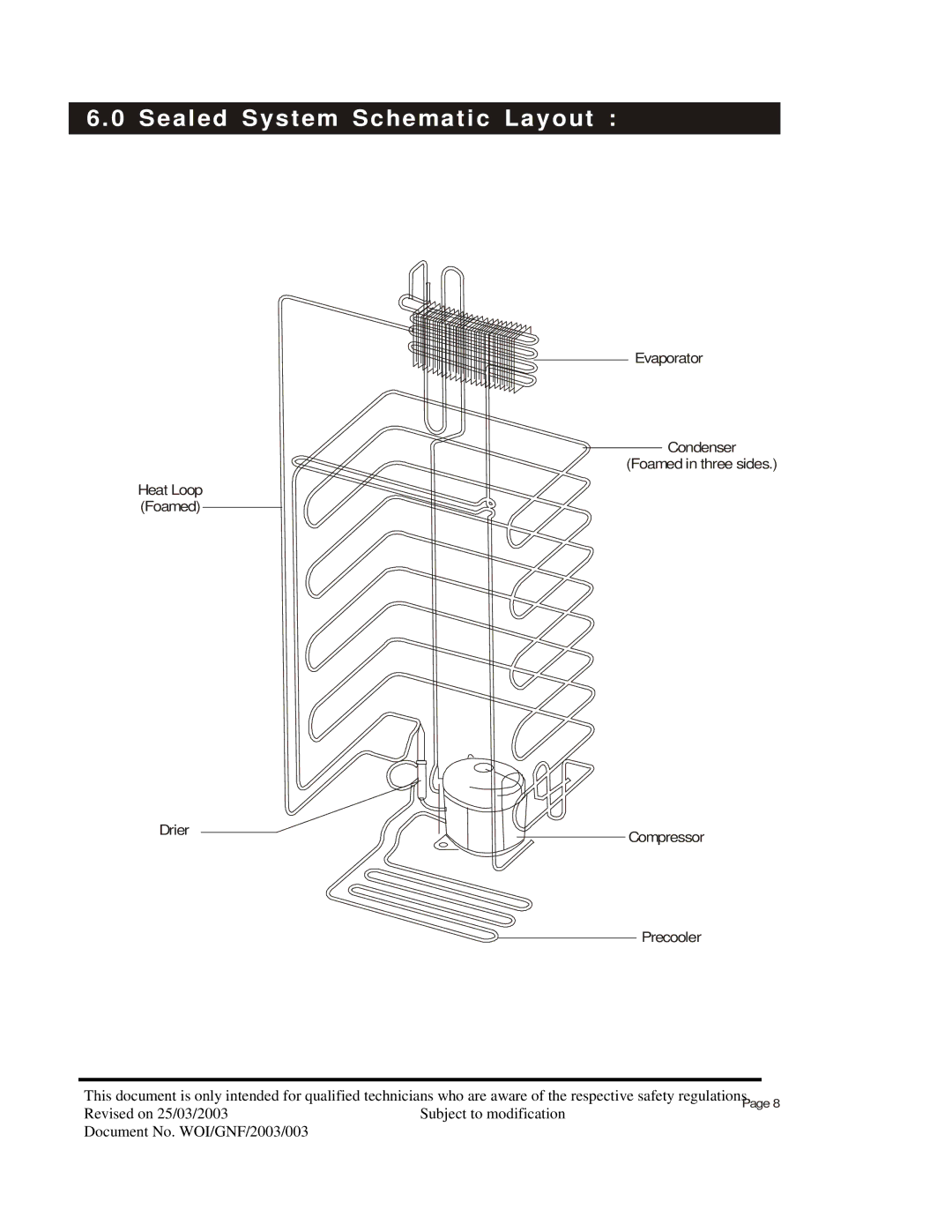 Whirlpool 6670 220L 2G 110V/60, 5624 285L 2G UL 110V QCS, 5622 285L 2G UL 110V QCS Sealed System Schematic Layout 