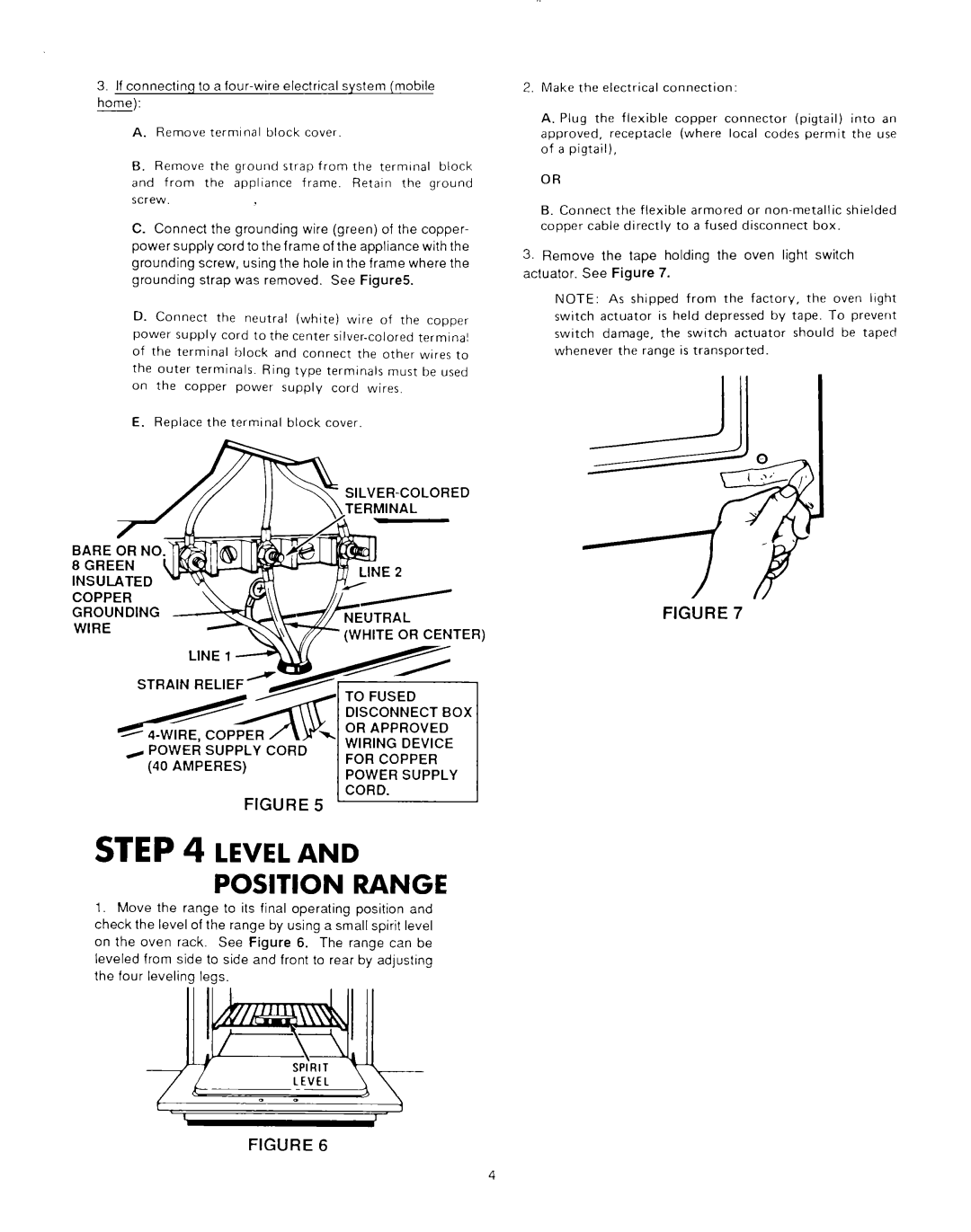 Whirlpool 56OSOLSPC5 816412 manual Level and Position Range 