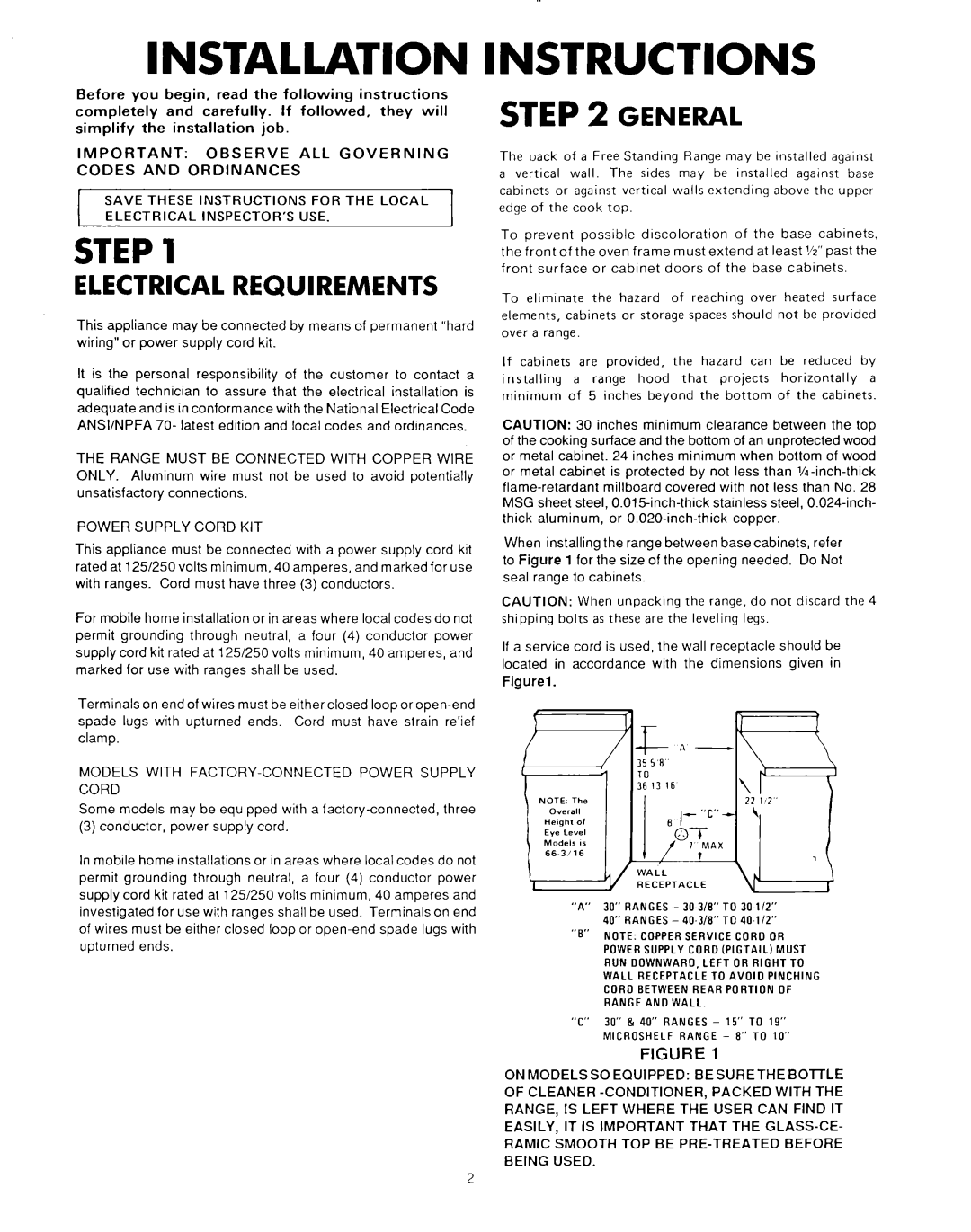Whirlpool 56OSOLSPC5 816412 manual Step, General, Electrical Requirements, Installation, Instructions 