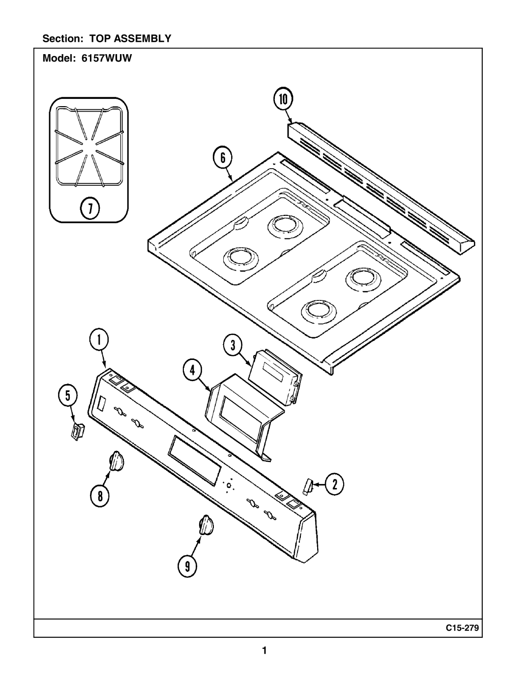 Whirlpool manual Section TOP Assembly Model 6157WUW 