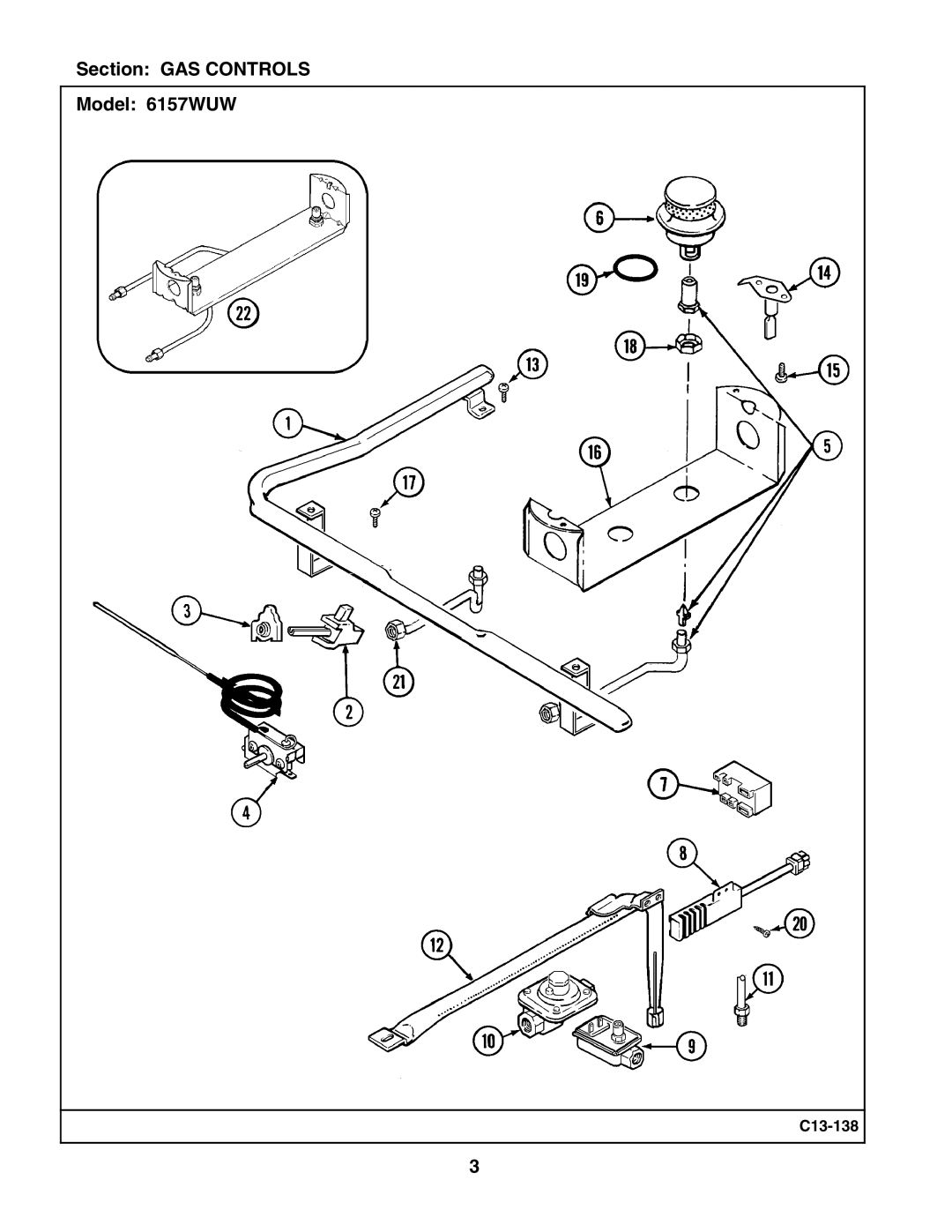 Whirlpool manual Section GAS Controls Model 6157WUW 