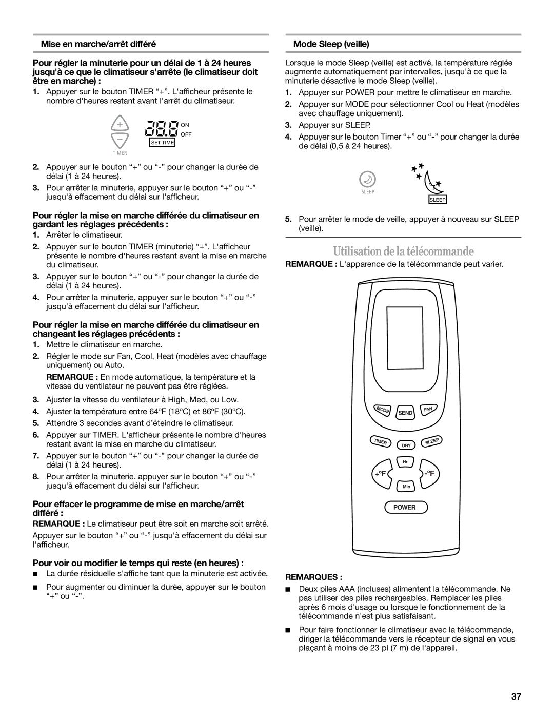 Whirlpool 66126277 manual Utilisationdelatélécommande, Pour effacer le programme de mise en marche/arrêt différé 