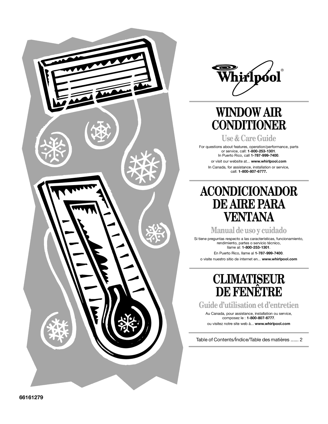 Whirlpool 66161279 manual Window AIR Conditioner 