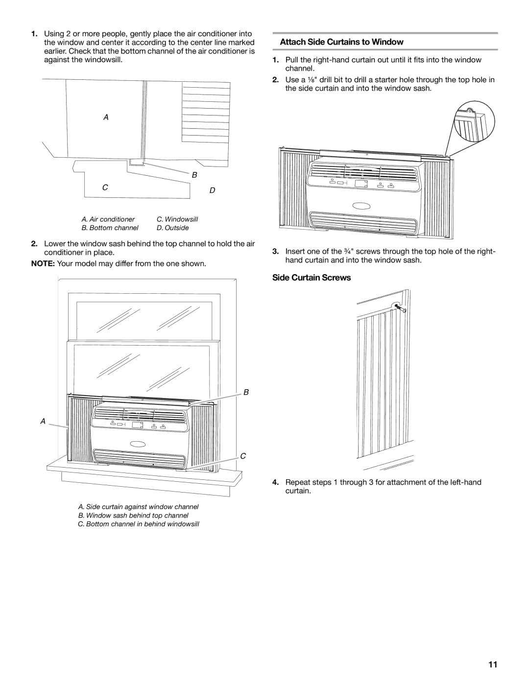 Whirlpool 66161279 manual Attach Side Curtains to Window 