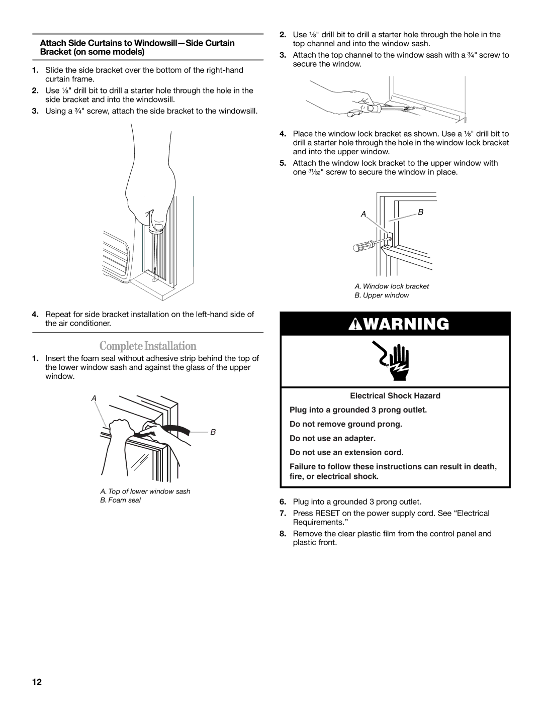 Whirlpool 66161279 manual Complete Installation 