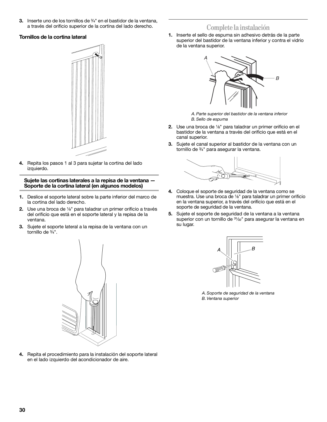 Whirlpool 66161279 manual Soporte de seguridad de la ventana Ventana superior 