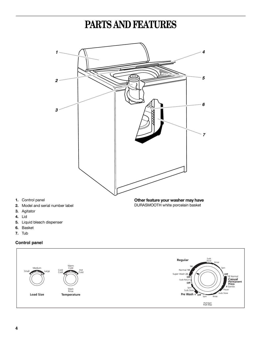 Whirlpool 6ALSS5233JQ0 manual Parts and Features 