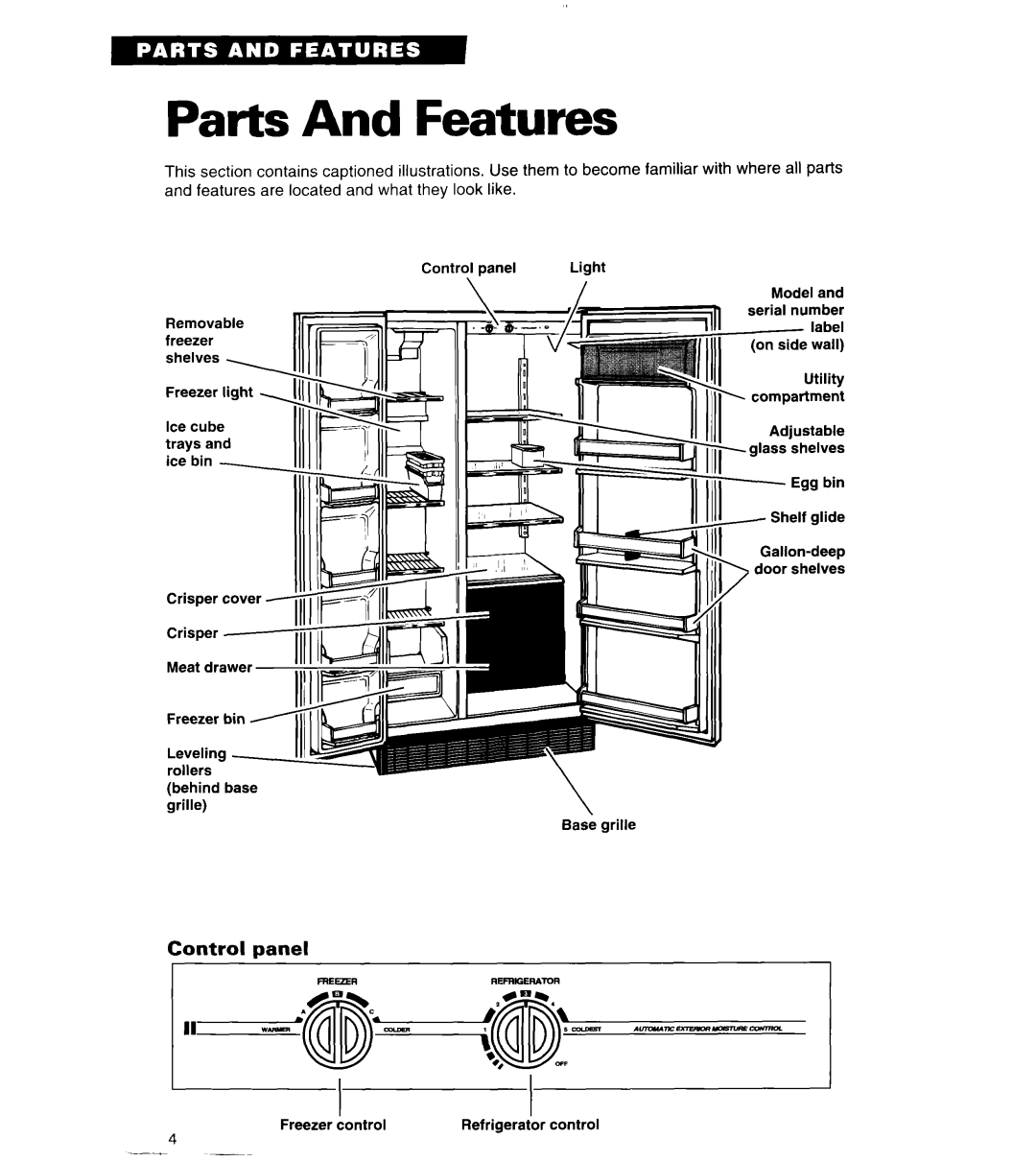 Whirlpool 6ED20PK important safety instructions Parts And Features, Control Dane1 