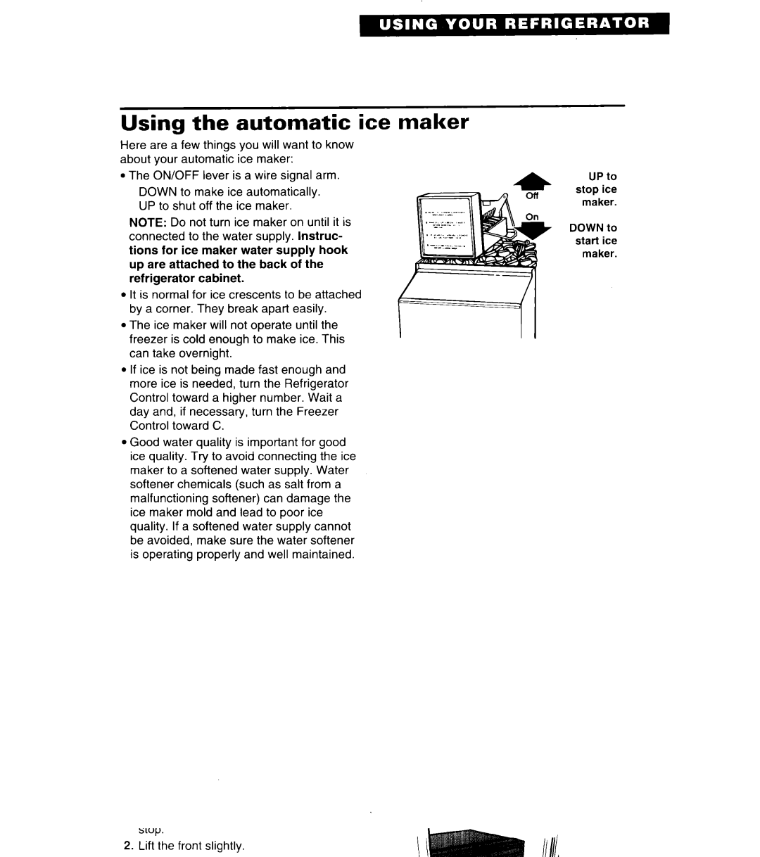 Whirlpool 6ED22ZR important safety instructions Using the automatic ice maker 