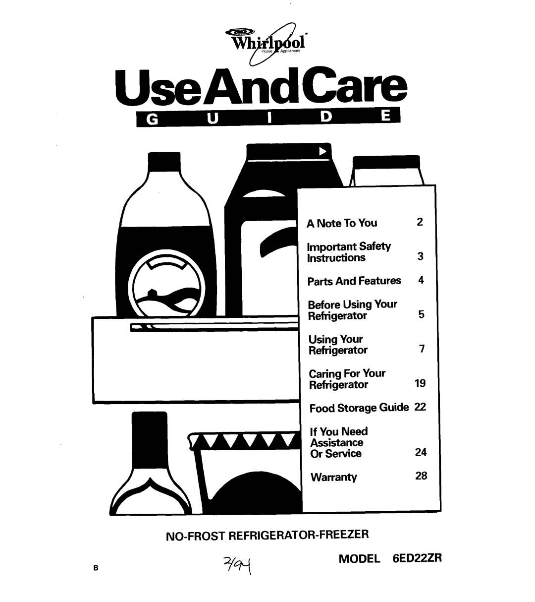 Whirlpool 6ED22ZR important safety instructions UseAndCare, A 01 HOmeAppliances 