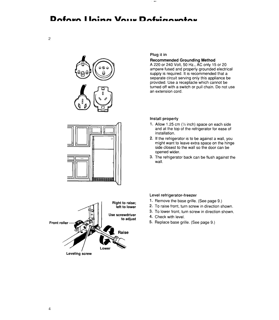 Whirlpool 6ET20RK, 3ET22RK manual BeforeUsingYourRefrigerator 