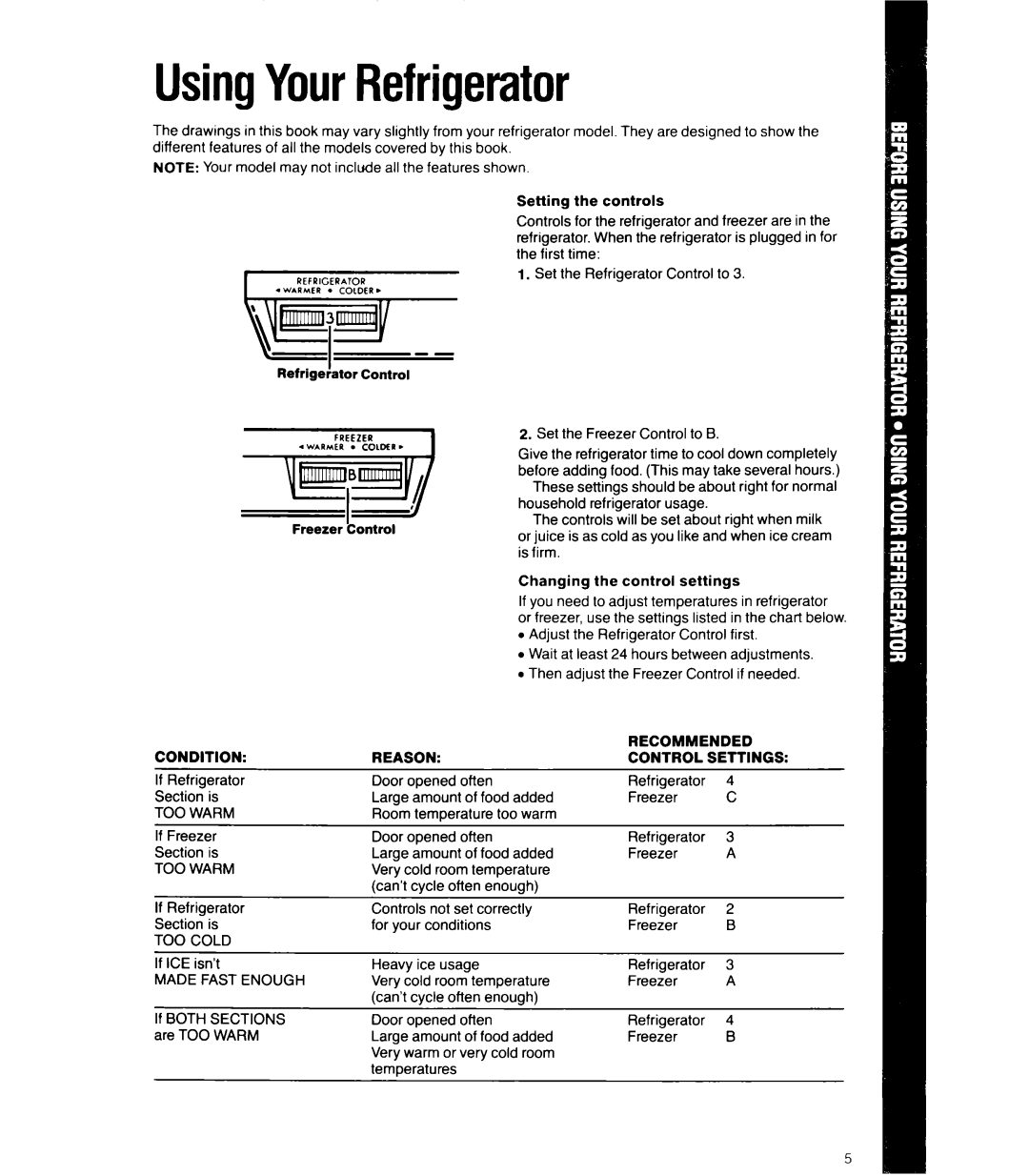 Whirlpool 6ETl6ZK manual UsingYourRefrigerator 