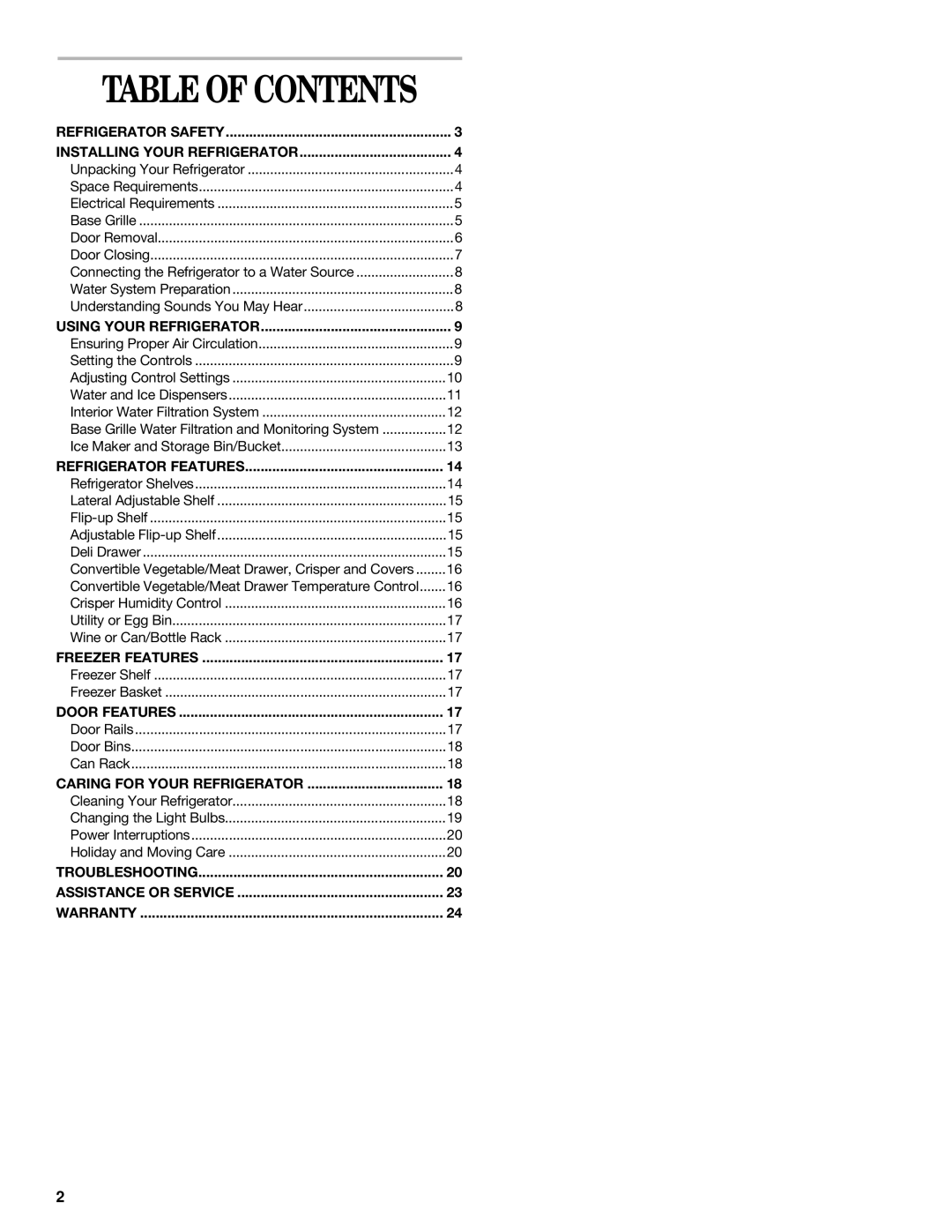 Whirlpool 6GD27DFXFS01, 2211657 manual Table of Contents 