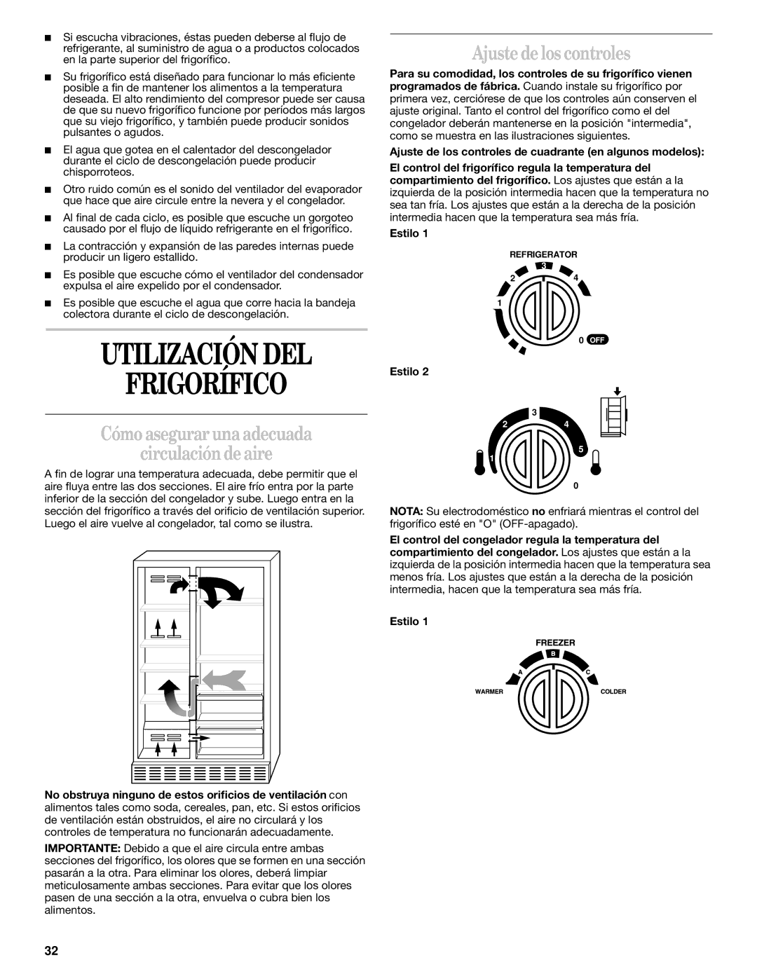 Whirlpool 6GD27DFXFS01, 2211657 manual Utilización DEL Frigorífico, Cómo asegurar una adecuada Circulación de aire 