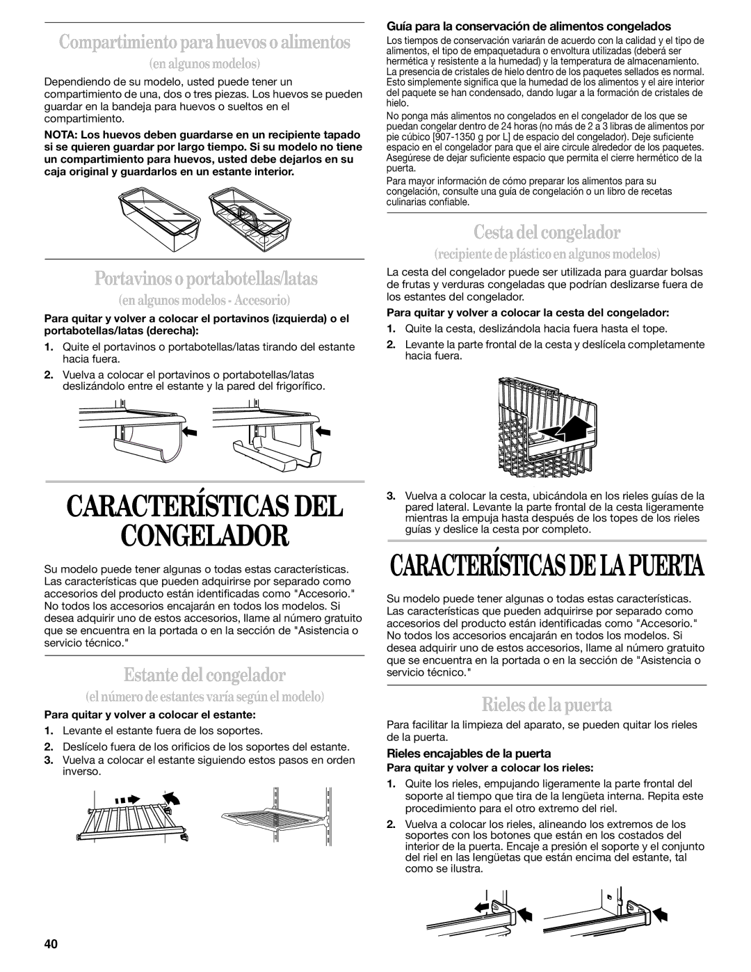 Whirlpool 6GD27DFXFS01, 2211657 Congelador, Portavinos o portabotellas/latas, Estante del congelador, Cesta del congelador 