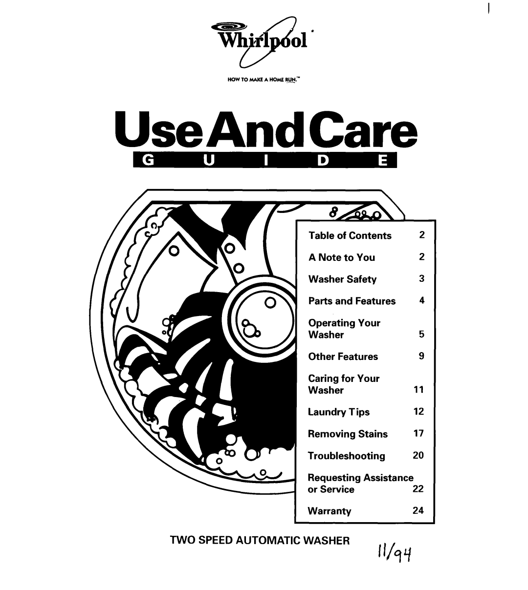 Whirlpool 6LSC9255BQ0 warranty UseAndCare 