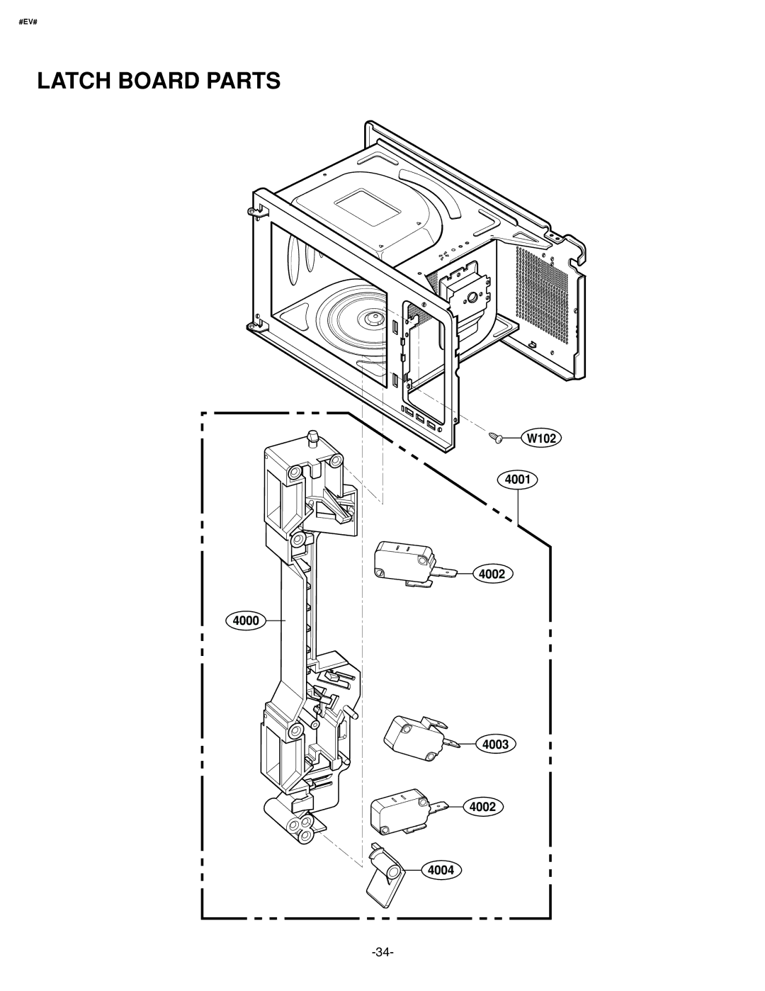 Whirlpool 721.663398 manual Latch Board Parts 