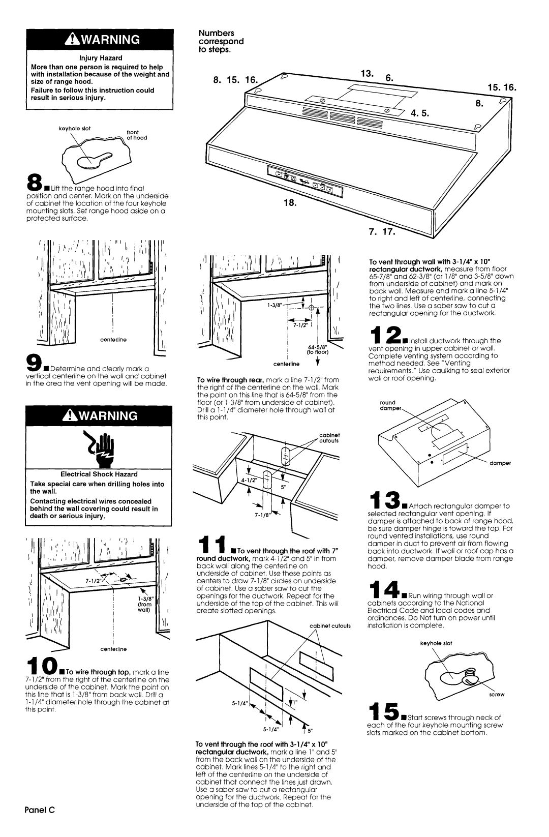 Whirlpool 761883306 manual ’ ‘i, Panel C 