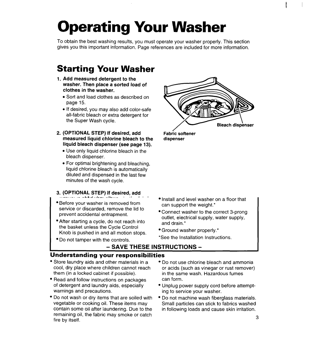 Whirlpool 7LSC9355BN0 warranty Operating Your Washer, Starting Your Washer 