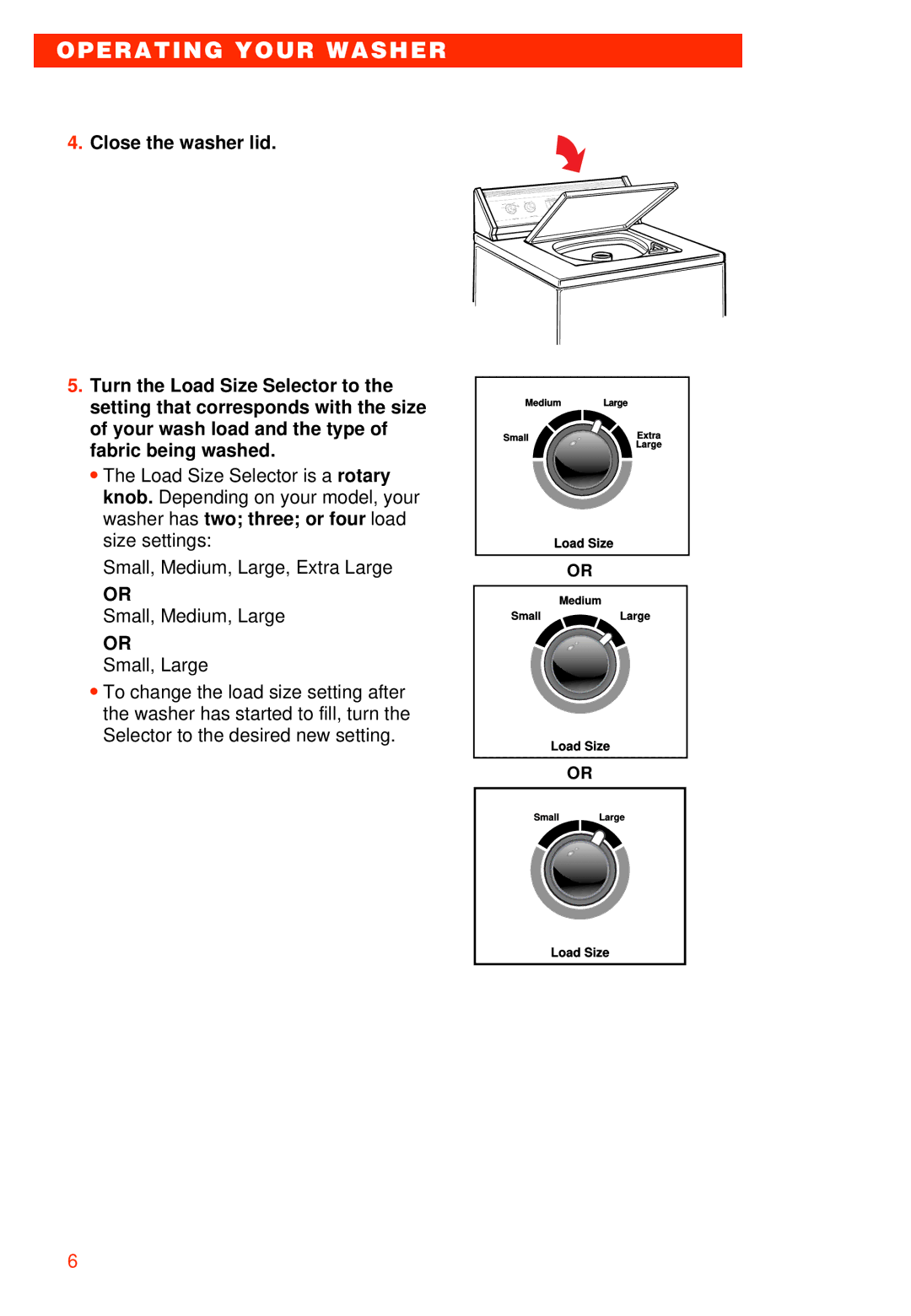 Whirlpool 7LSR8244EQ0 manual Operating Your Washer 