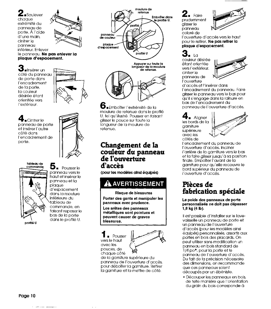 Whirlpool 801 installation instructions Changement de la, Ne pas enlever la Plaque ’espacement 