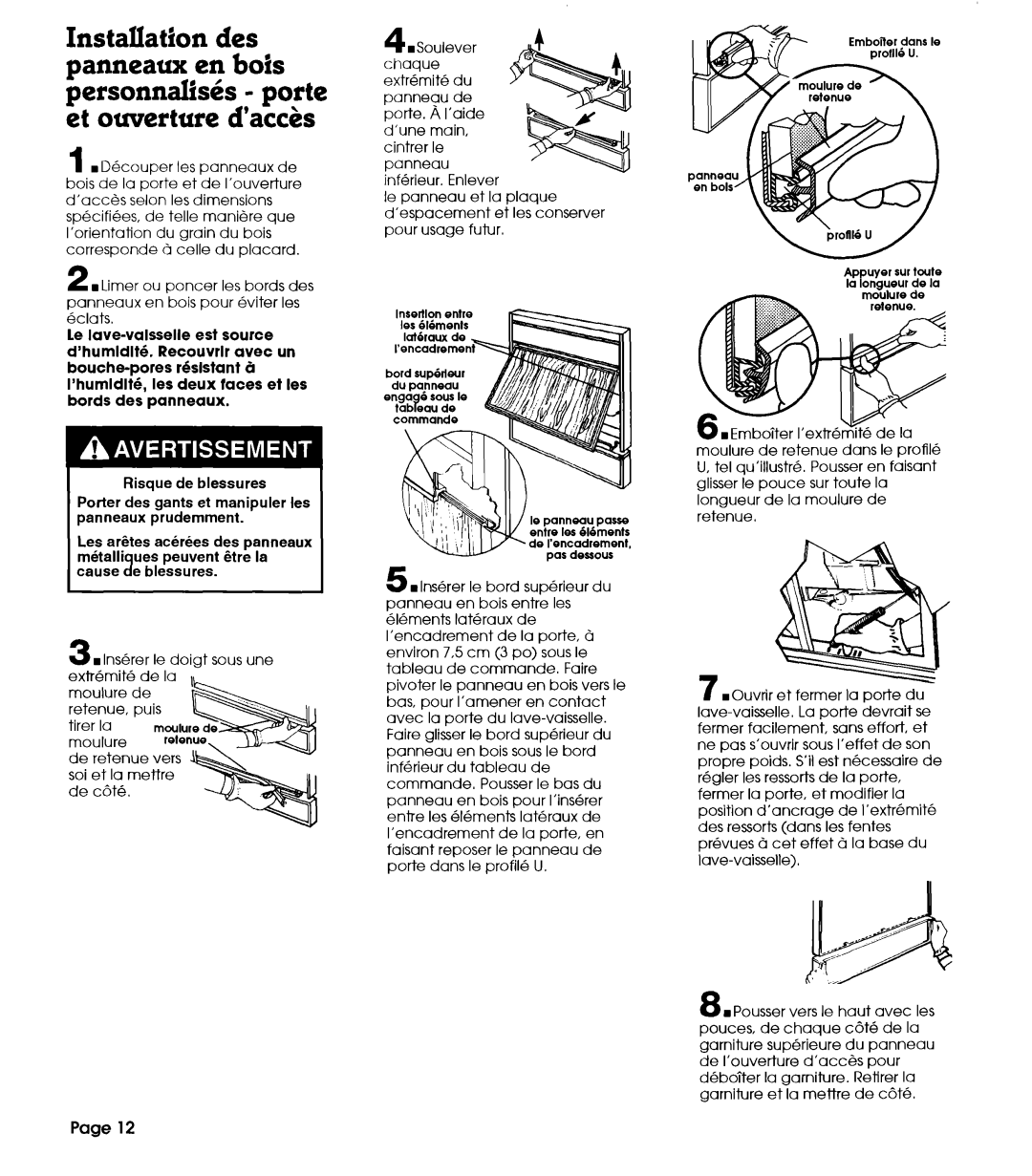 Whirlpool 801 installation instructions Page, Risque de blessures 