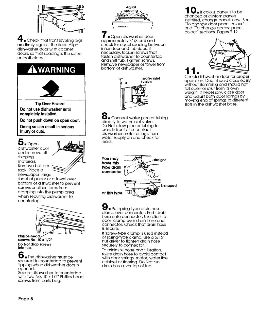 Whirlpool 801 installation instructions Tip Over Hazard 
