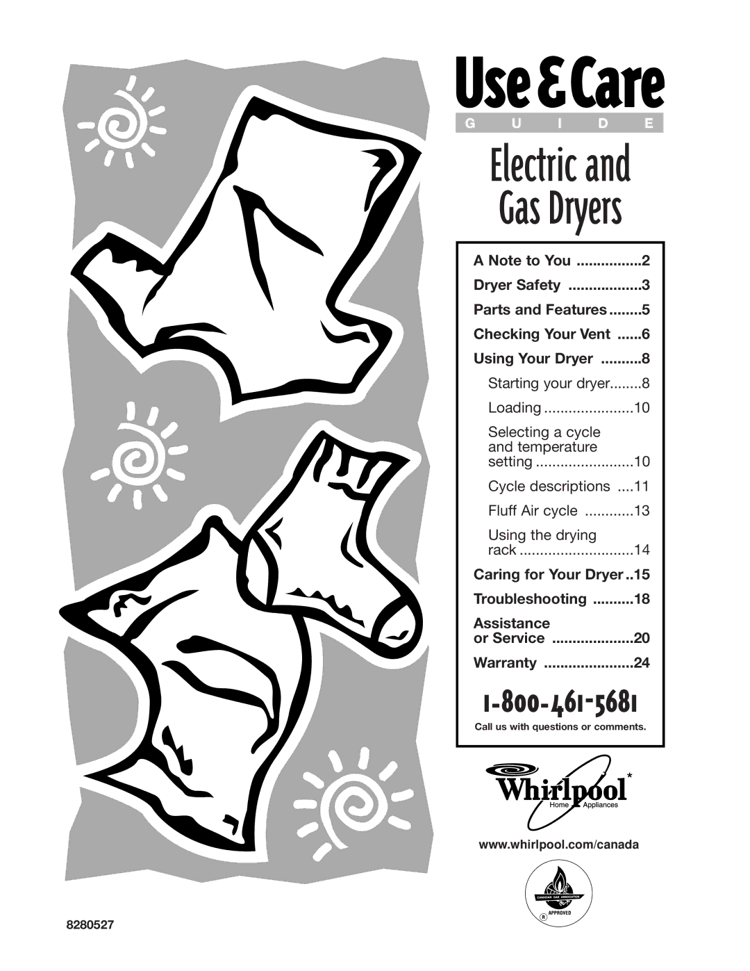 Whirlpool 8280527 warranty Electric Gas Dryers 