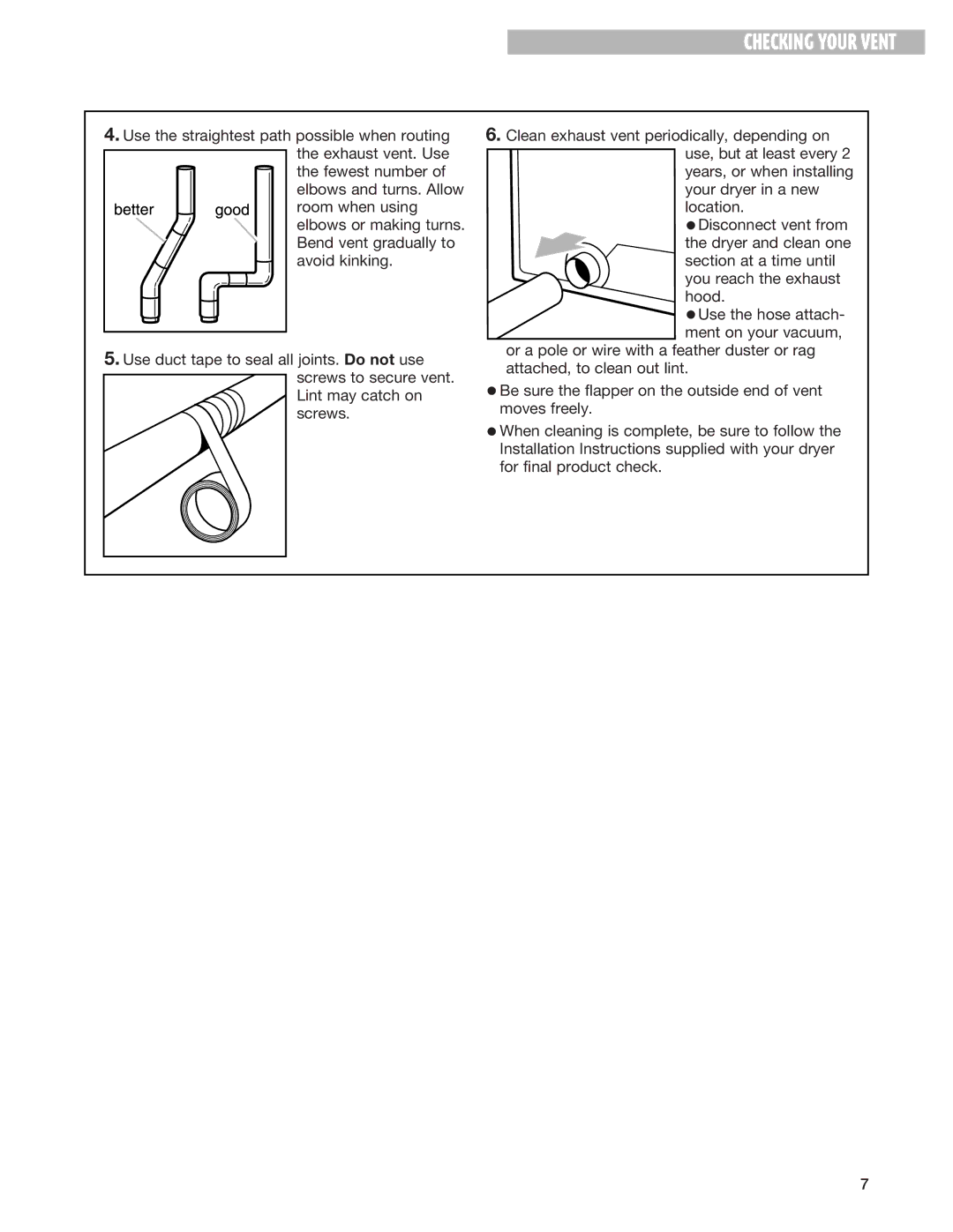 Whirlpool 8299699 warranty Checking Your Vent 