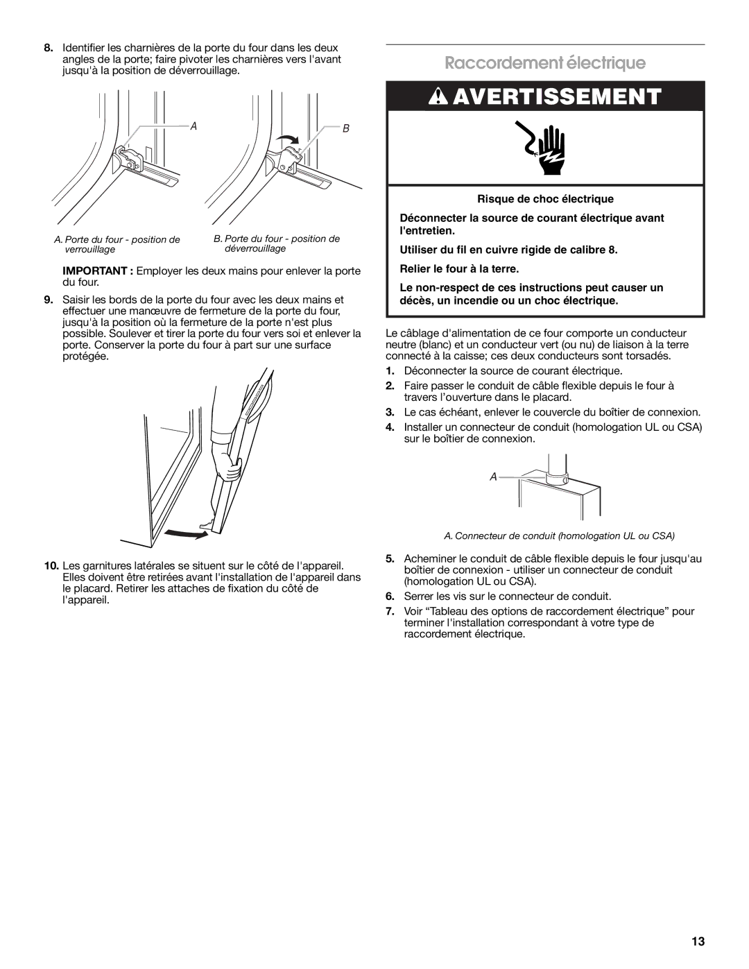 Whirlpool 8303647A installation instructions Raccordement électrique 