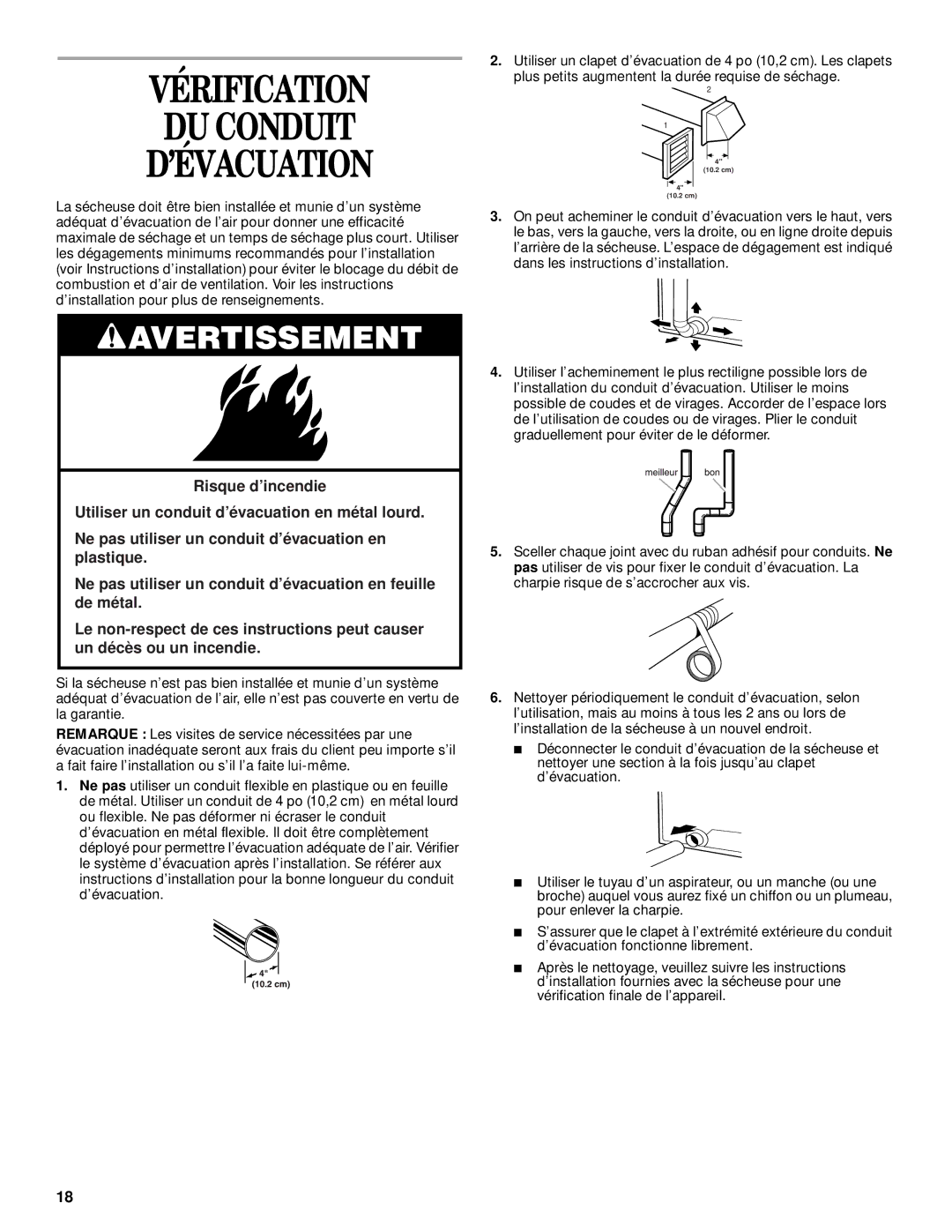 Whirlpool 8314832A manual Vérification DU Conduit ’ÉVACUATION 