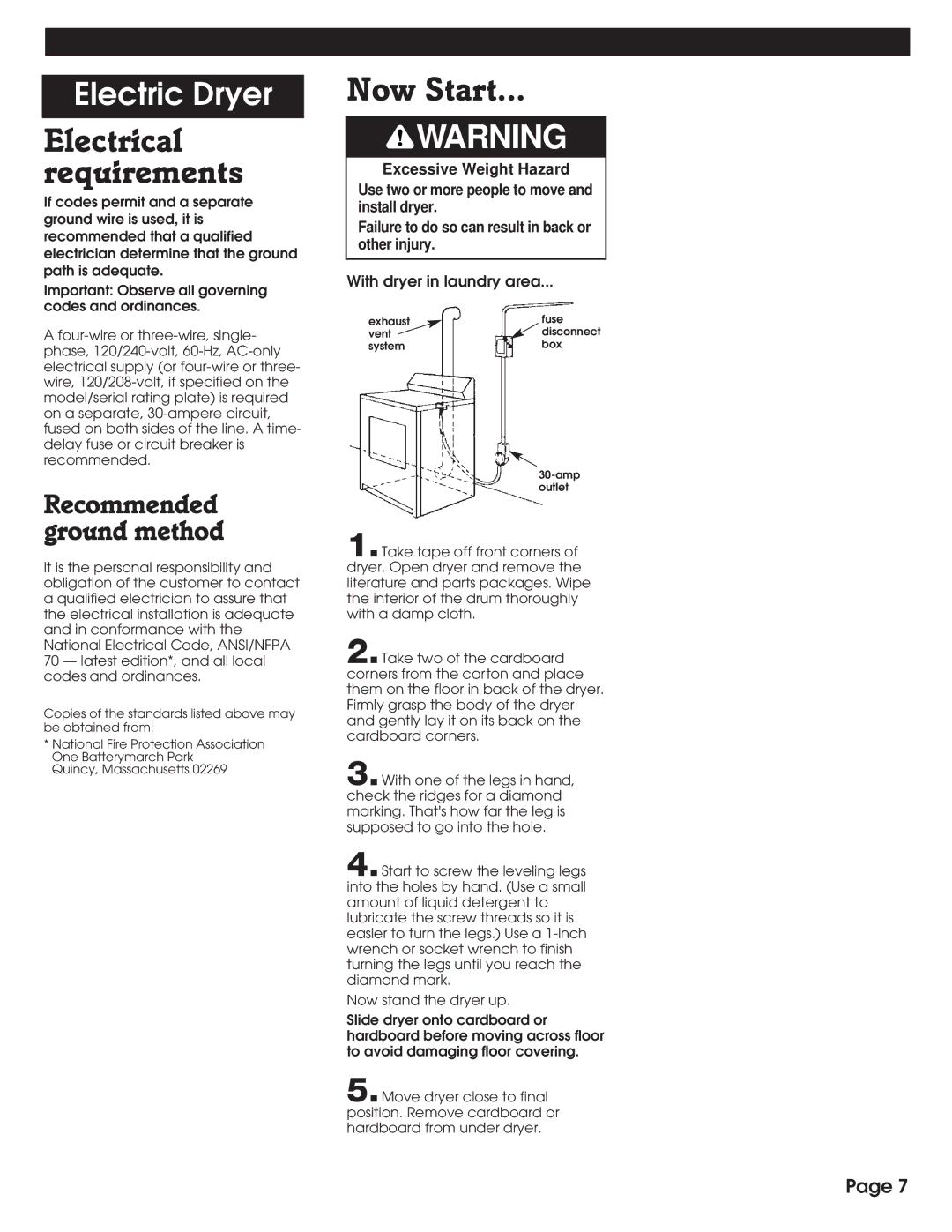 Whirlpool 8316557 installation instructions Electrical requirements 