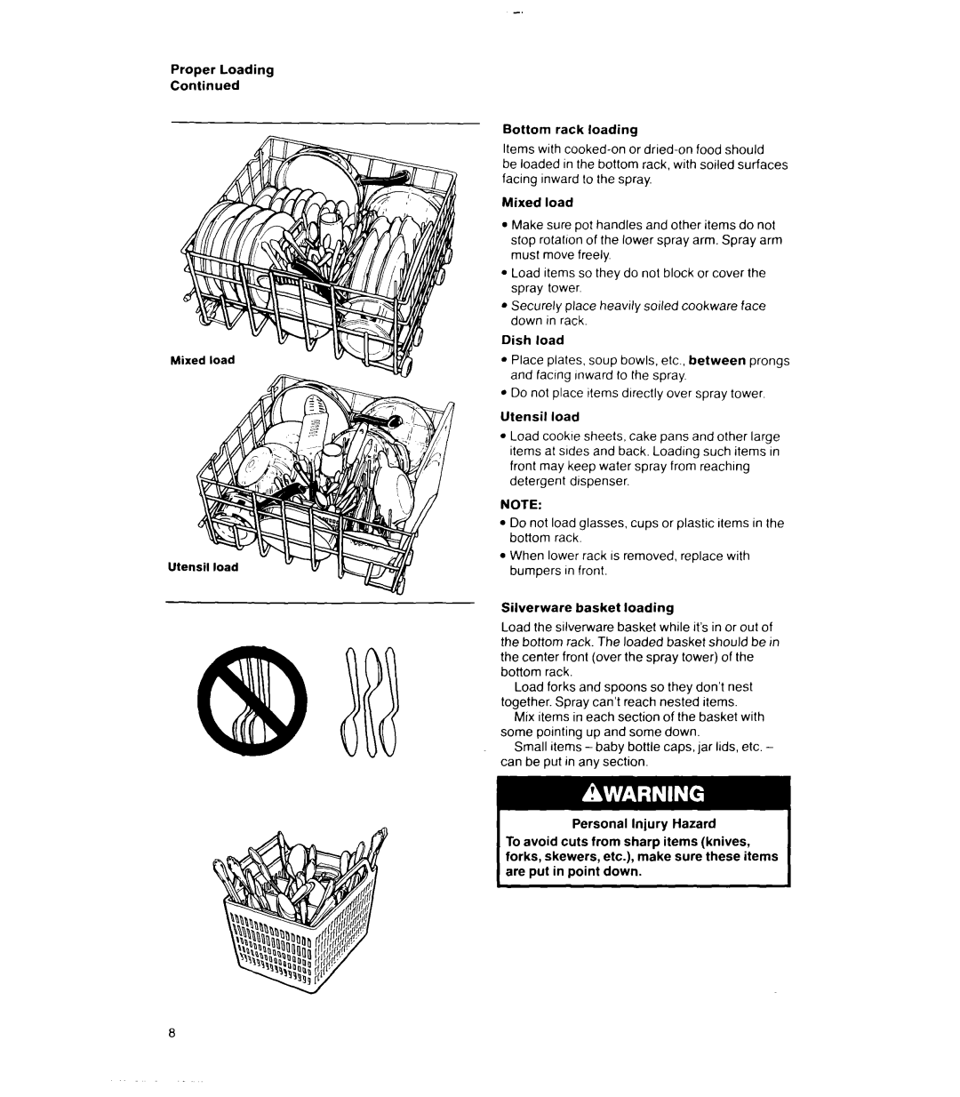 Whirlpool 8400 Series, 8300 Series manual Proper Loading Mixed load 