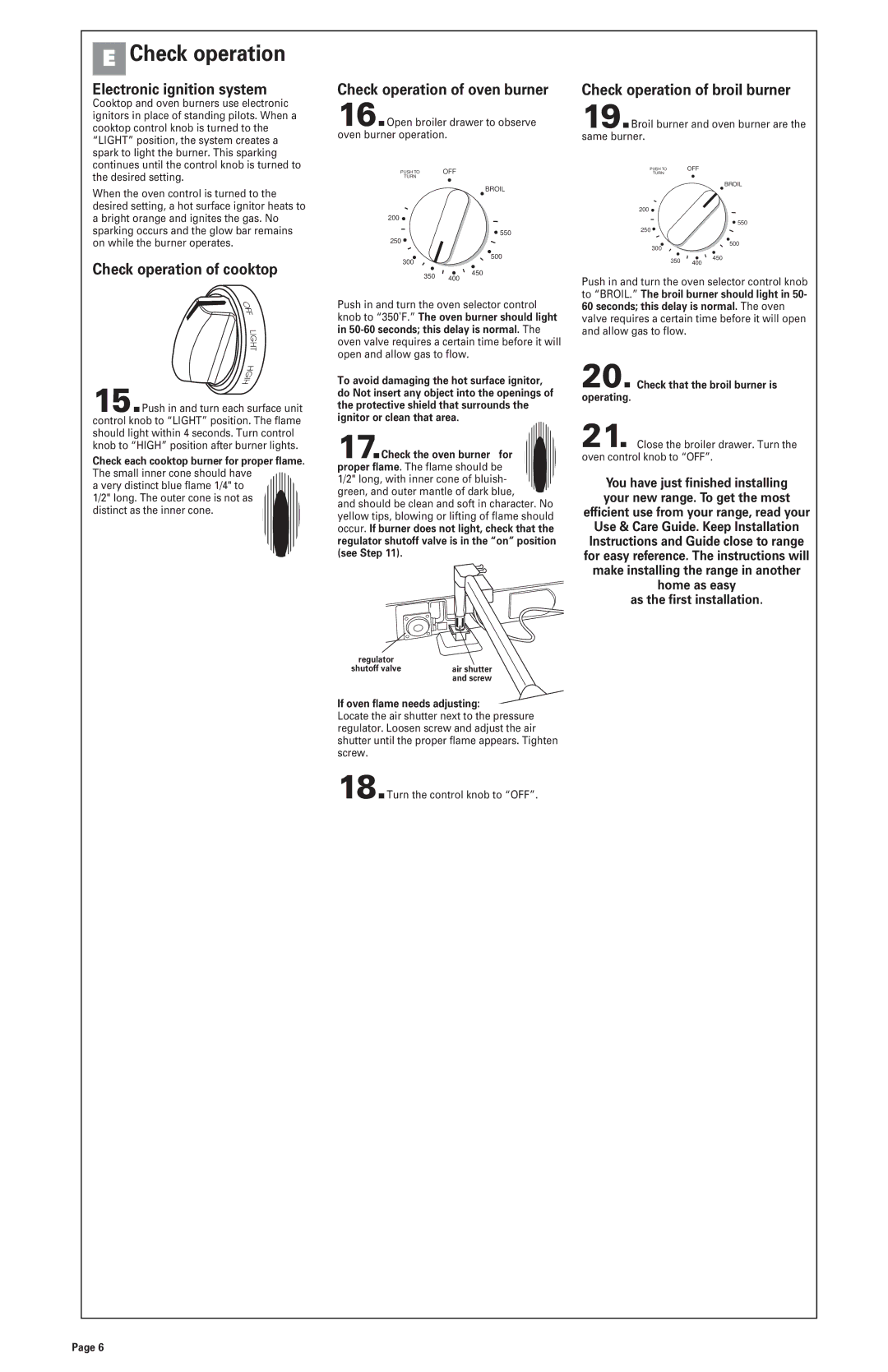 Whirlpool 8523781 Electronic ignition system, Check operation of broil burner, Check operation of cooktop 