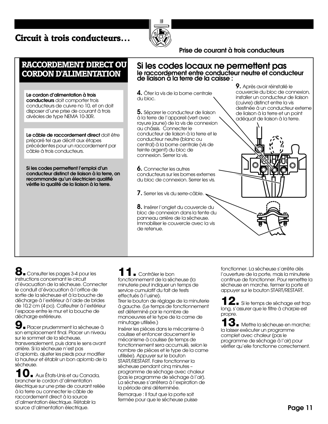 Whirlpool 8527795 installation instructions Si les codes locaux ne permettent pas 