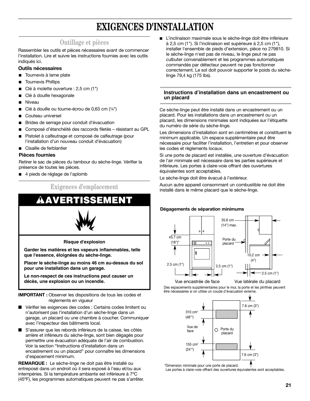 Whirlpool 8528095 REV A Exigences Dinstallation, Outillage et pièces, Exigences demplacement, Outils nécessaires 