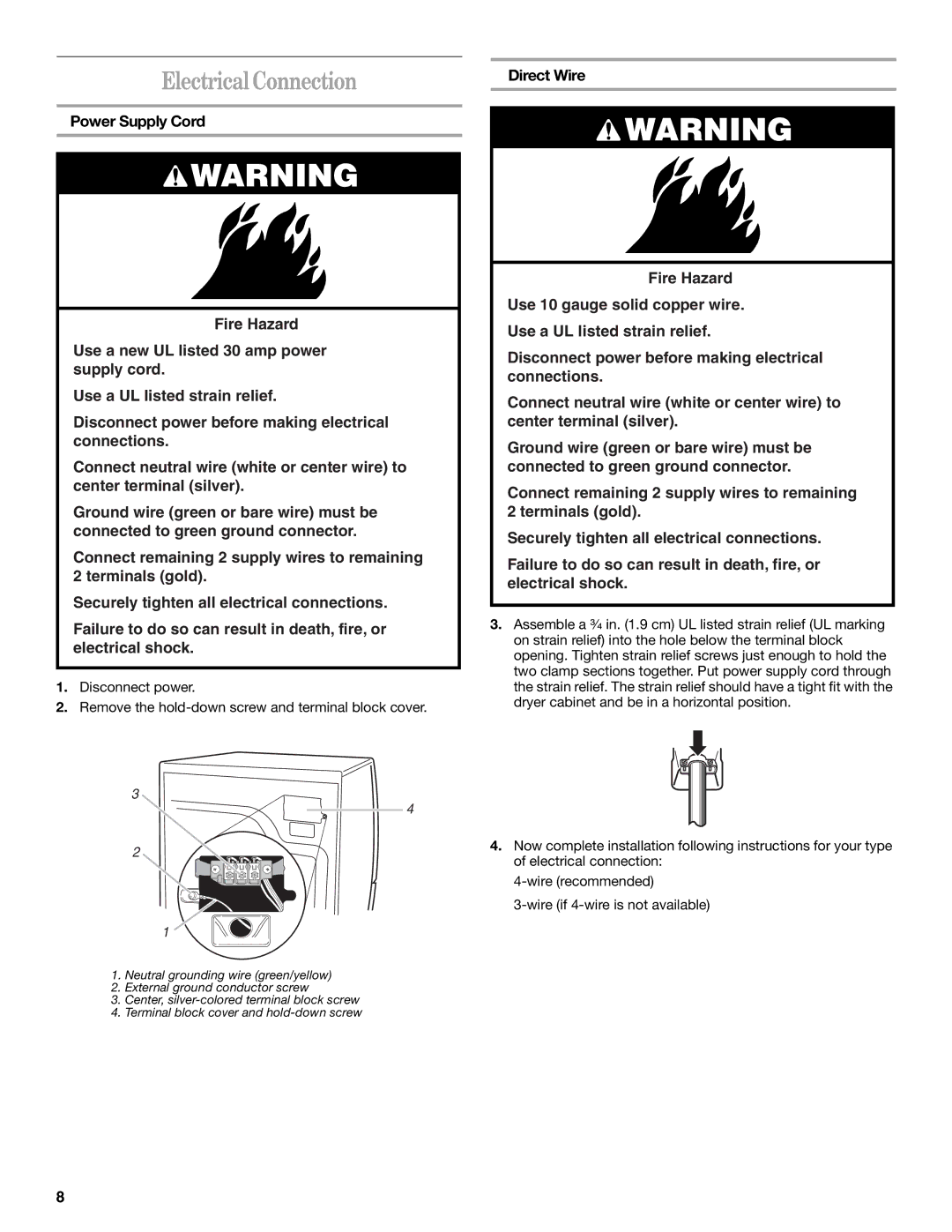 Whirlpool 8533582 manual Electrical Connection 