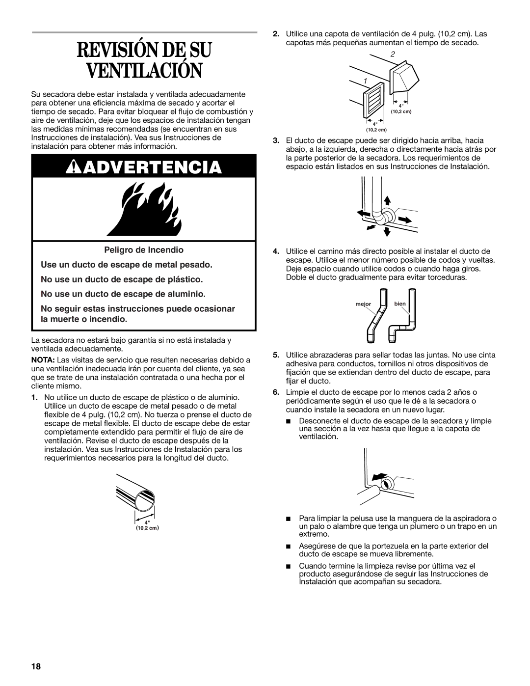 Whirlpool 8535839 manual Revisión DE SU Ventilación 