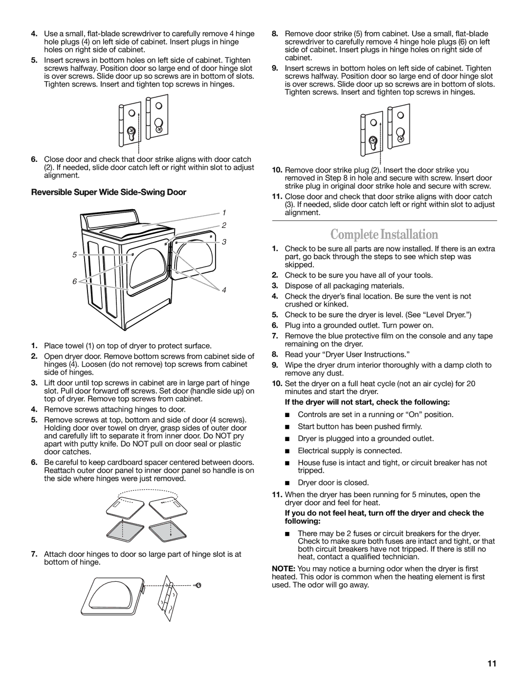 Whirlpool 8535899 installation instructions Complete Installation, Reversible Super Wide Side-Swing Door 