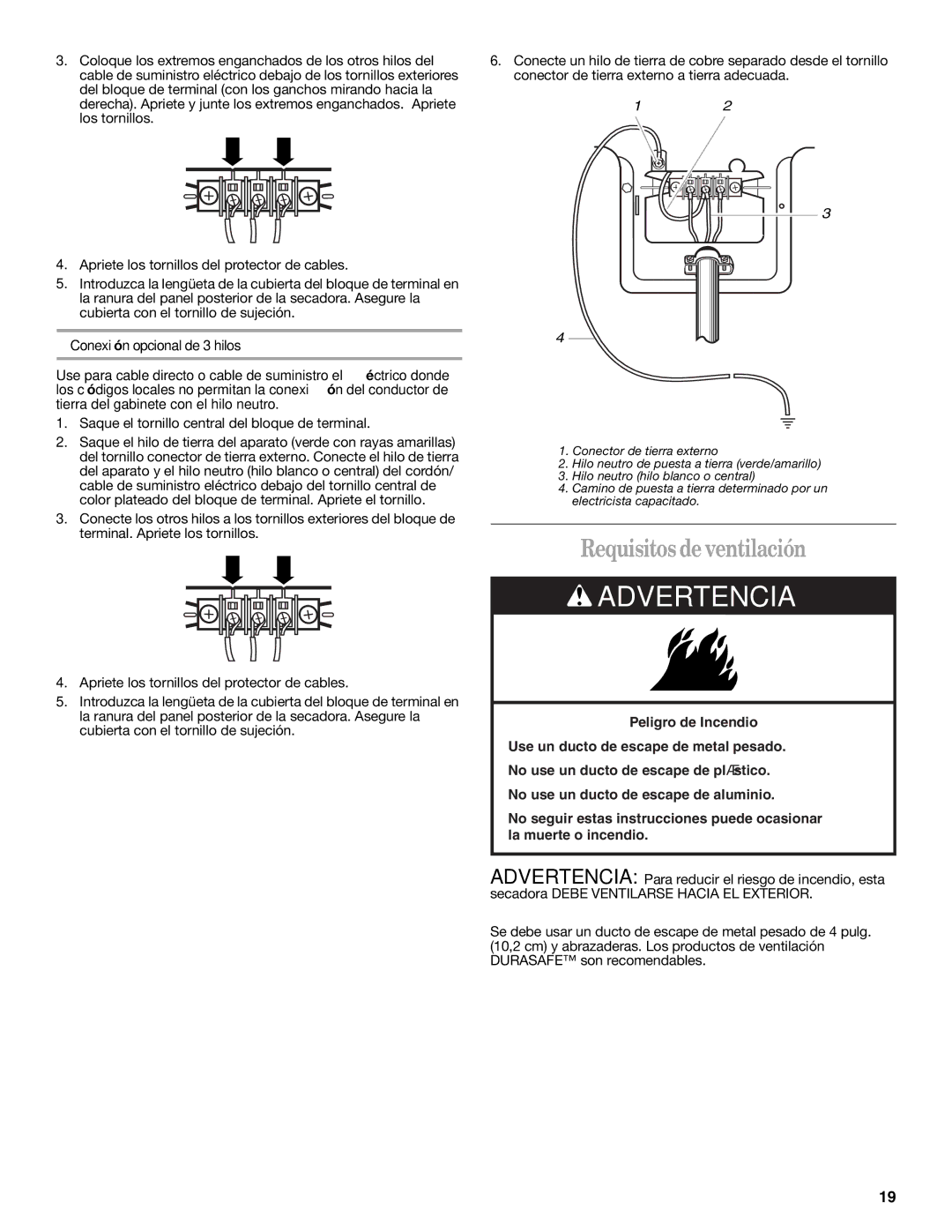 Whirlpool 8535899 installation instructions Requisitos de ventilación 