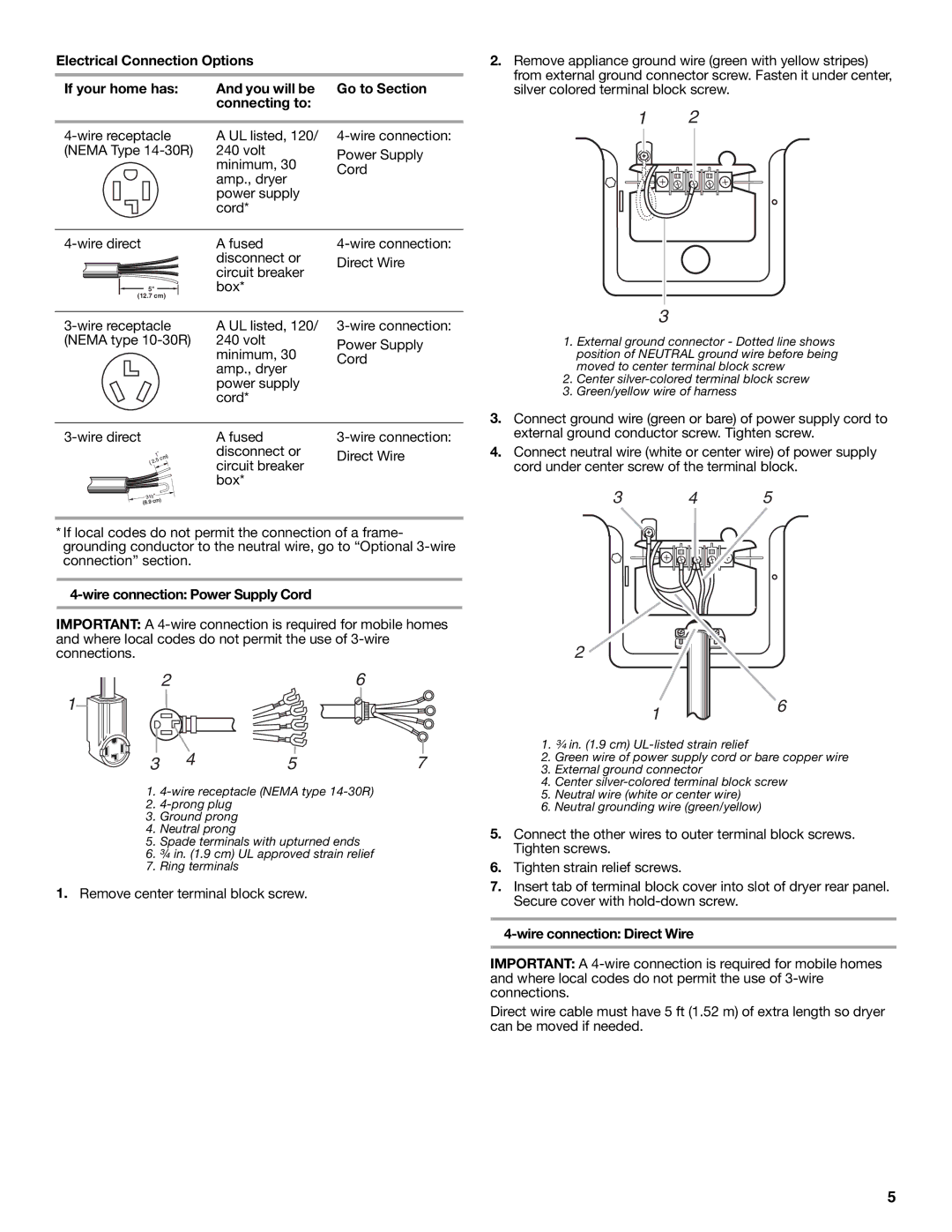 Whirlpool 8535899 Wire receptacle UL listed, Disconnect or Direct Wire Circuit breaker Box, Wire connection Direct Wire 