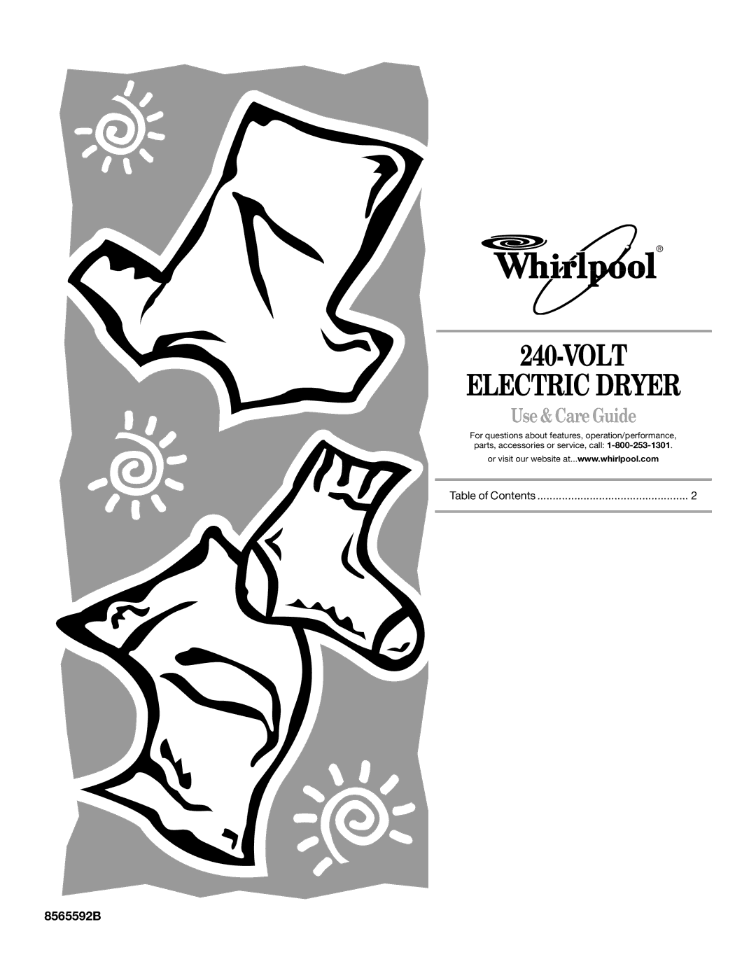 Whirlpool 8565592B manual Electric Dryer 