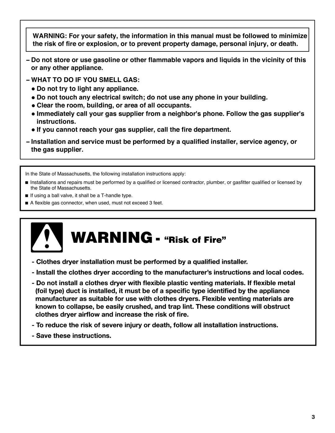 Whirlpool 8577213C installation instructions What to do if YOU Smell GAS 