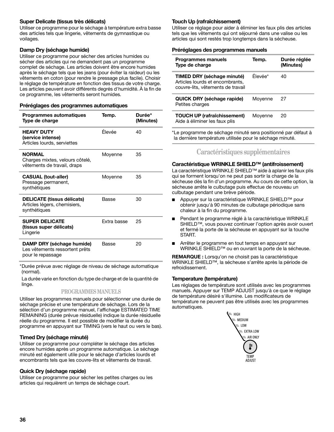 Whirlpool 8578901 manual Caractéristiquessupplémentaires 