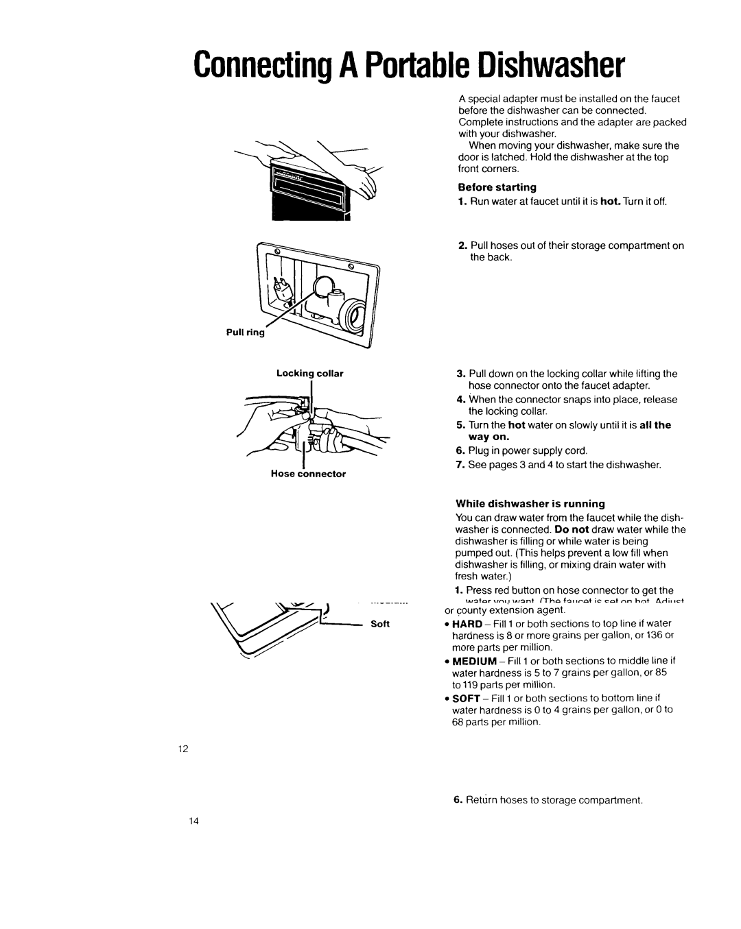 Whirlpool 8700 Series manual ConnectingA PortableDishwasher 