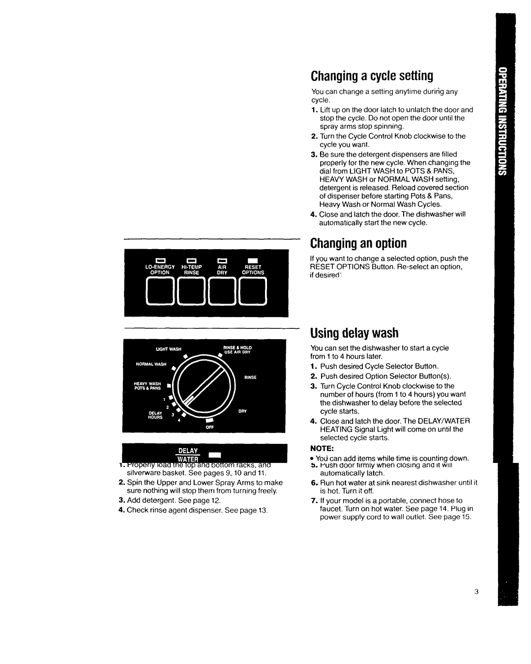 Whirlpool 8700 Series manual Changinga cycle setting, Changingan option, Usingdelay wash, Theclean signal light 