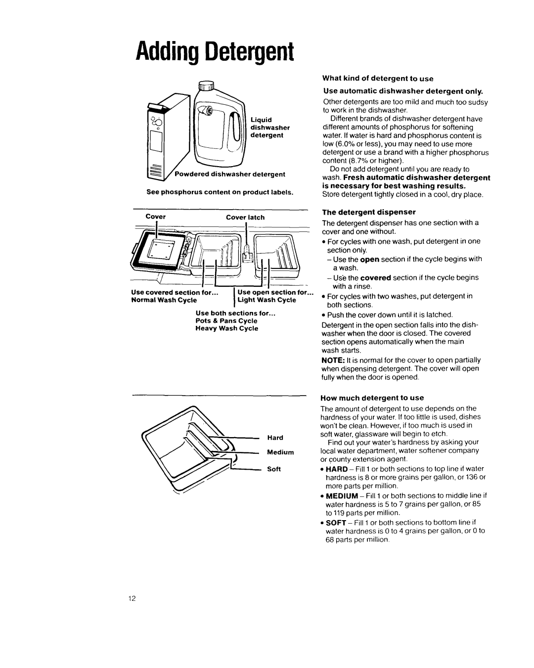 Whirlpool 8700 Series manual AddingDetergent 